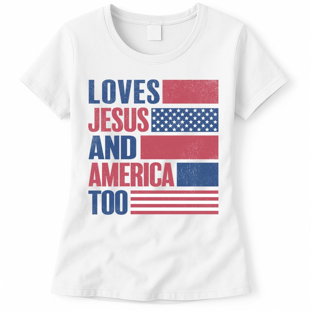 Love Jesus America Too Womens T-Shirt