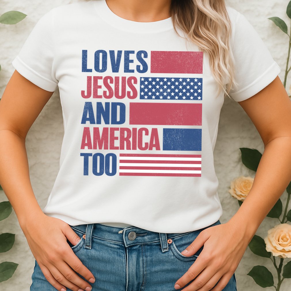 Love Jesus America Too Womens T-Shirt