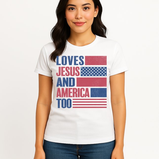 Love Jesus America Too Womens T-Shirt