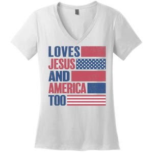 Love Jesus America Too Women's V-Neck T-Shirt