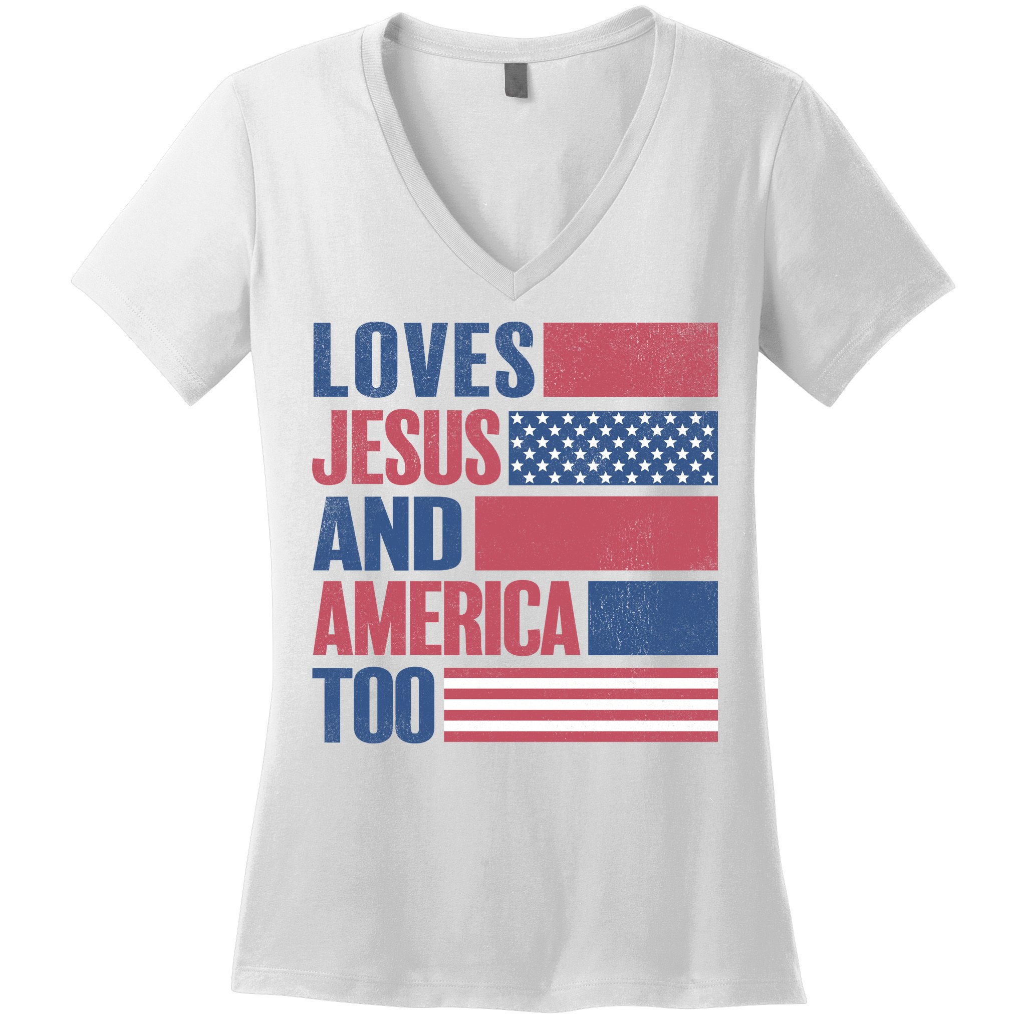Love Jesus America Too Women's V-Neck T-Shirt