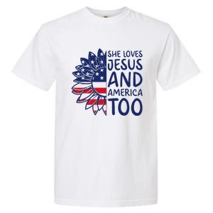 Loves Jesus and America Too Jesus Christian 4th of July Garment-Dyed Heavyweight T-Shirt