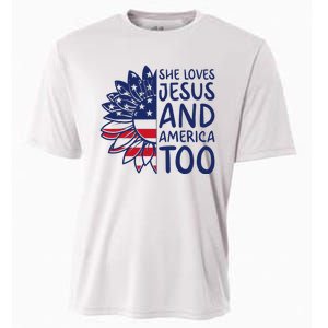 Loves Jesus and America Too Jesus Christian 4th of July Cooling Performance Crew T-Shirt