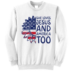 Loves Jesus and America Too Jesus Christian 4th of July Sweatshirt