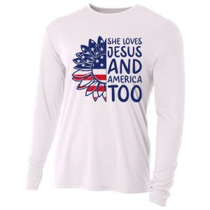 Loves Jesus and America Too Jesus Christian 4th of July Cooling Performance Long Sleeve Crew