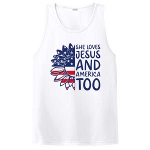 Loves Jesus and America Too Jesus Christian 4th of July PosiCharge Competitor Tank