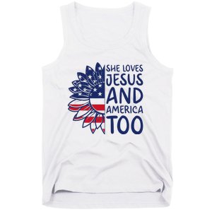 Loves Jesus and America Too Jesus Christian 4th of July Tank Top