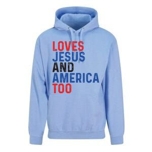 Loves Jesus And America Too 4th Of July Unisex Surf Hoodie