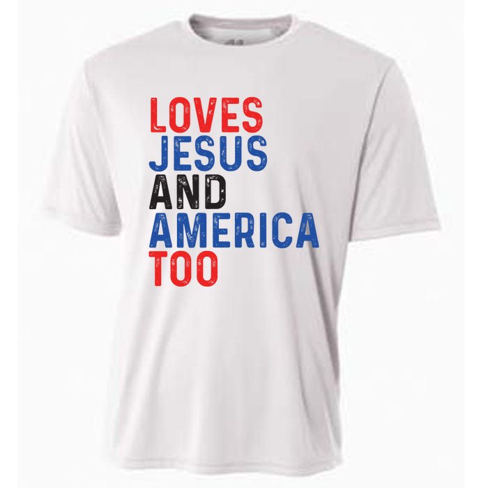 Loves Jesus And America Too 4th Of July Cooling Performance Crew T-Shirt