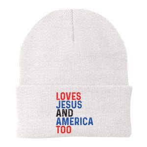 Loves Jesus And America Too 4th Of July Knit Cap Winter Beanie