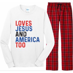 Loves Jesus And America Too 4th Of July Long Sleeve Pajama Set