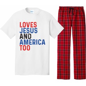 Loves Jesus And America Too 4th Of July Pajama Set