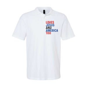 Loves Jesus And America Too 4th Of July Softstyle Adult Sport Polo