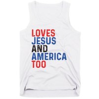 Loves Jesus And America Too 4th Of July Tank Top