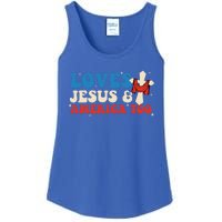 Loves Jesus And America Too God Christian Groovy 4th Of July Ladies Essential Tank