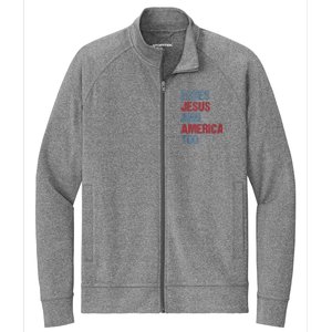 Loves Jesus And America Too Patriotic Christian 4th of July Stretch Full-Zip Cadet Jacket