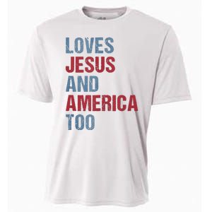 Loves Jesus And America Too Patriotic Christian 4th of July Cooling Performance Crew T-Shirt