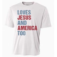 Loves Jesus And America Too Patriotic Christian 4th of July Cooling Performance Crew T-Shirt