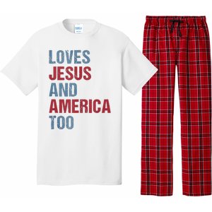 Loves Jesus And America Too Patriotic Christian 4th of July Pajama Set