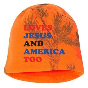 Loves Jesus And America Too 4th Of July Kati - Camo Knit Beanie