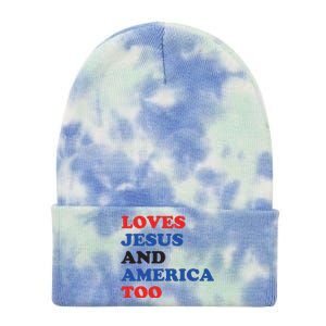 Loves Jesus And America Too 4th Of July Tie Dye 12in Knit Beanie