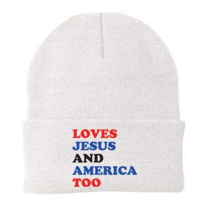 Loves Jesus And America Too 4th Of July Knit Cap Winter Beanie