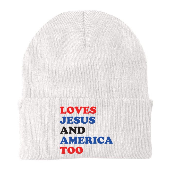 Loves Jesus And America Too 4th Of July Knit Cap Winter Beanie