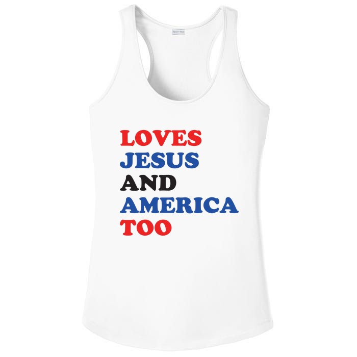 Loves Jesus And America Too 4th Of July Ladies PosiCharge Competitor Racerback Tank