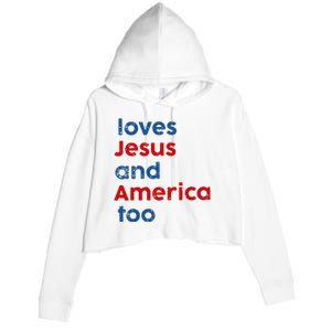 Loves Jesus and America Too Crop Fleece Hoodie