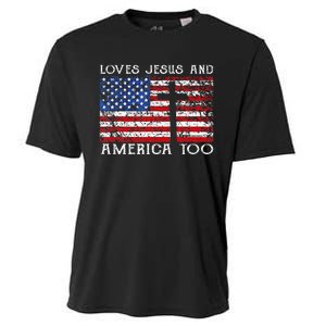 Loves Jesus And America Too Usa Patriotic Christian Cooling Performance Crew T-Shirt