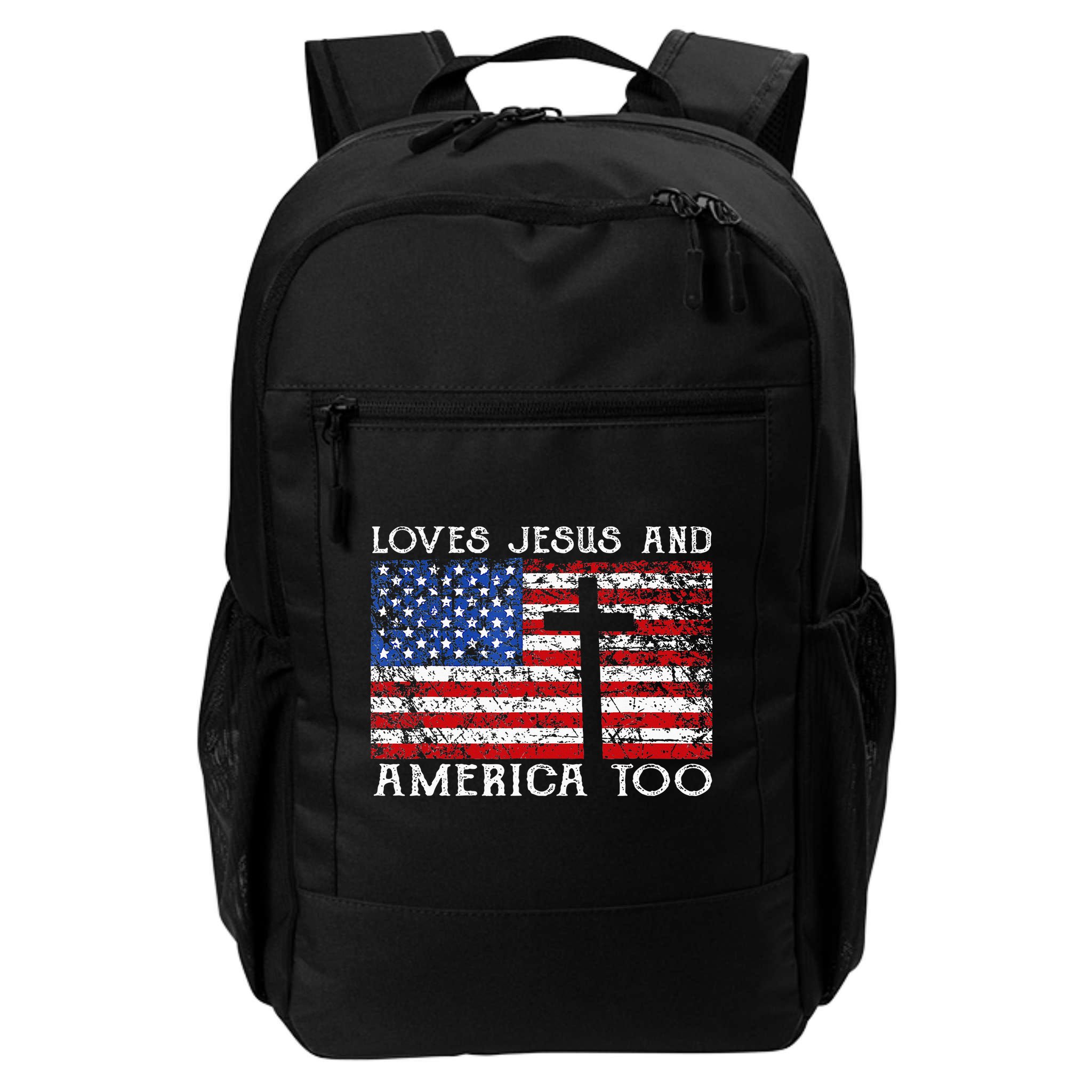Loves Jesus And America Too Usa Patriotic Christian Backpack