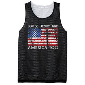 Loves Jesus And America Too Usa Patriotic Christian Mesh Reversible Basketball Jersey Tank