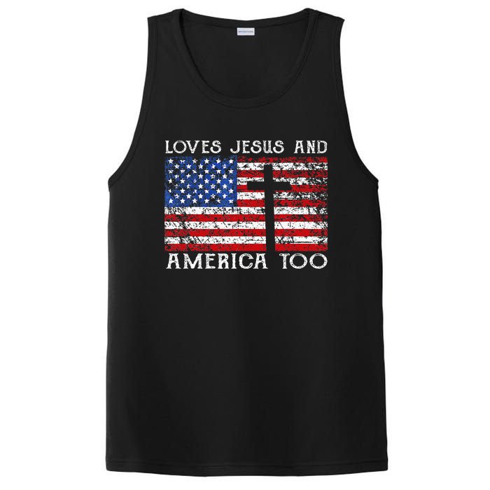 Loves Jesus And America Too Usa Patriotic Christian PosiCharge Competitor Tank