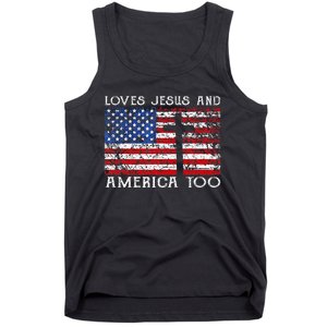 Loves Jesus And America Too Usa Patriotic Christian Tank Top