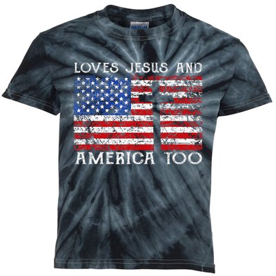 Loves Jesus And America Too Usa Patriotic Christian Kids Tie-Dye T-Shirt