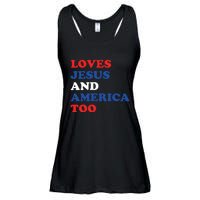 Loves Jesus And America Too 4th Of July Ladies Essential Flowy Tank