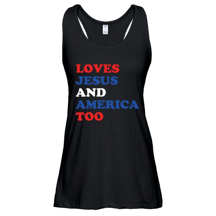 Loves Jesus And America Too 4th Of July Ladies Essential Flowy Tank