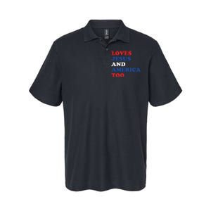 Loves Jesus And America Too 4th Of July Softstyle Adult Sport Polo