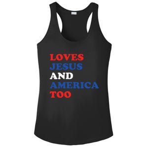 Loves Jesus And America Too 4th Of July Ladies PosiCharge Competitor Racerback Tank