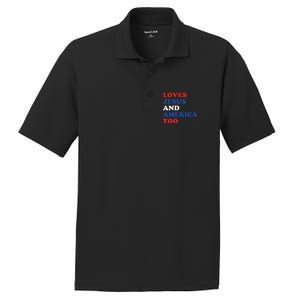 Loves Jesus And America Too 4th Of July PosiCharge RacerMesh Polo