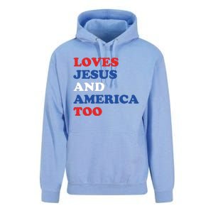 Loves Jesus And America Too 4th Of July Unisex Surf Hoodie