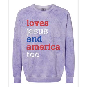 Loves Jesus And America Too 4th Of July Colorblast Crewneck Sweatshirt