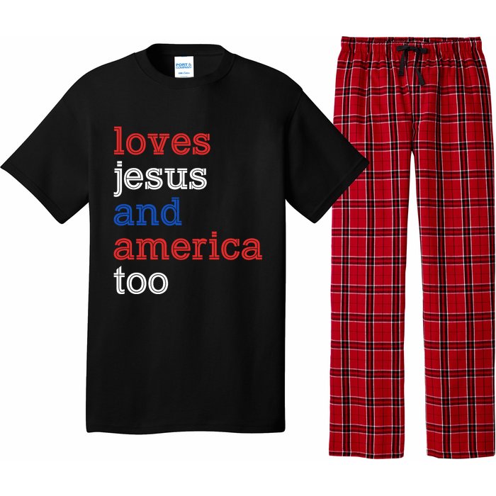 Loves Jesus And America Too 4th Of July Pajama Set