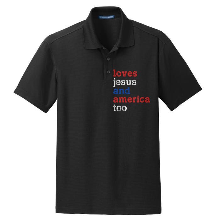 Loves Jesus And America Too 4th Of July Dry Zone Grid Polo