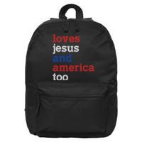 Loves Jesus And America Too 4th Of July 16 in Basic Backpack