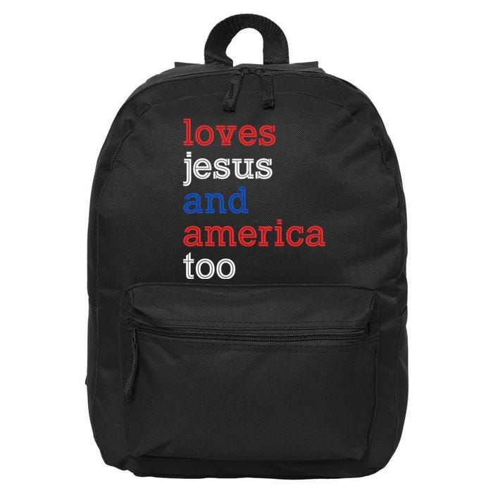 Loves Jesus And America Too 4th Of July 16 in Basic Backpack