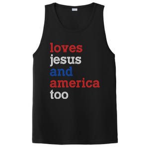 Loves Jesus And America Too 4th Of July PosiCharge Competitor Tank