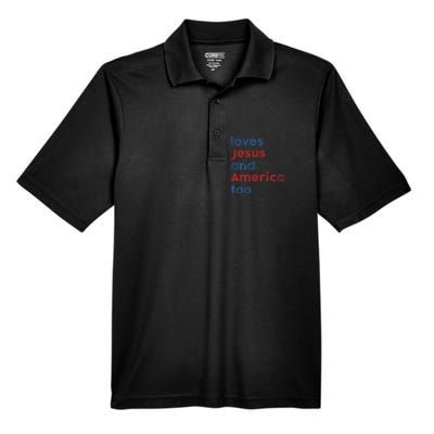 Loves Jesus And America Too 4th of July Proud Wo Men's Origin Performance Pique Polo