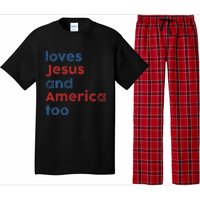 Loves Jesus And America Too 4th of July Proud Wo Pajama Set