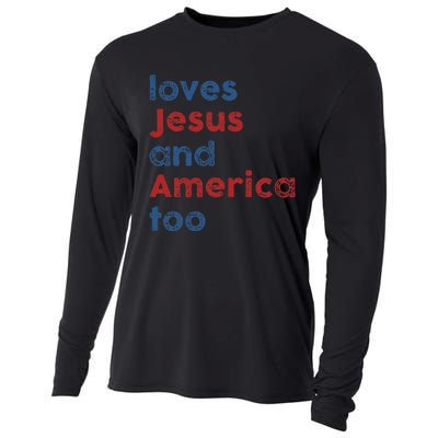 Loves Jesus And America Too 4th of July Proud Wo Cooling Performance Long Sleeve Crew